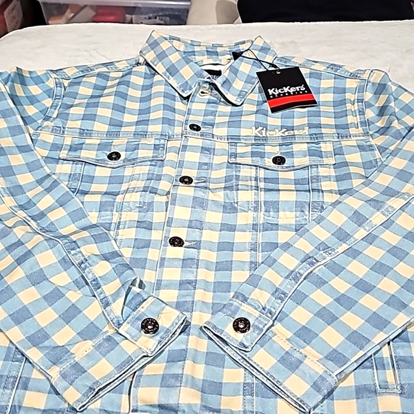 Kickers Jackets & Blazers - ♡ Kickers Women's Gingham Clasic Denim Button Down Jacket Blue Front Pockets M